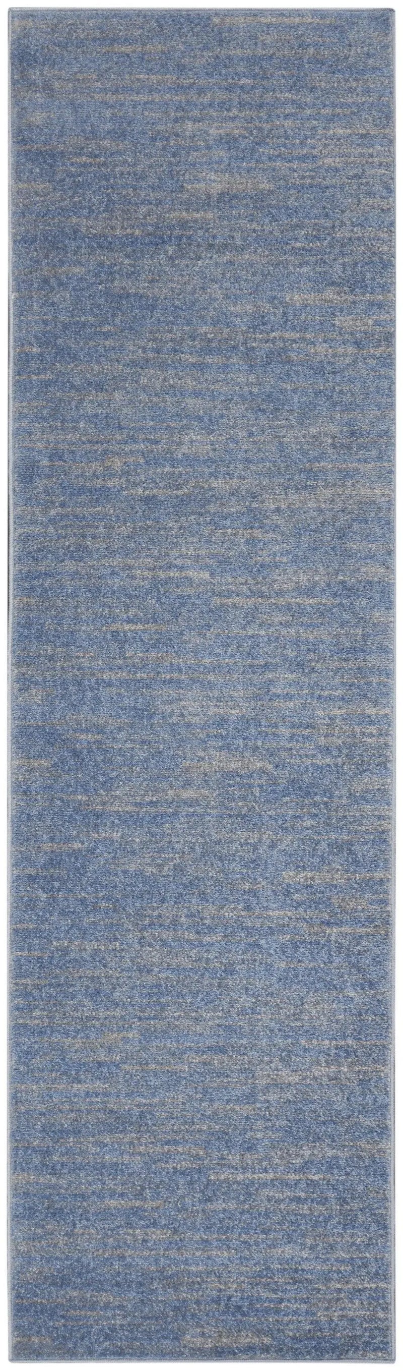 8' Blue And Gray Indoor Outdoor Runner Rug - GreatEagleInc