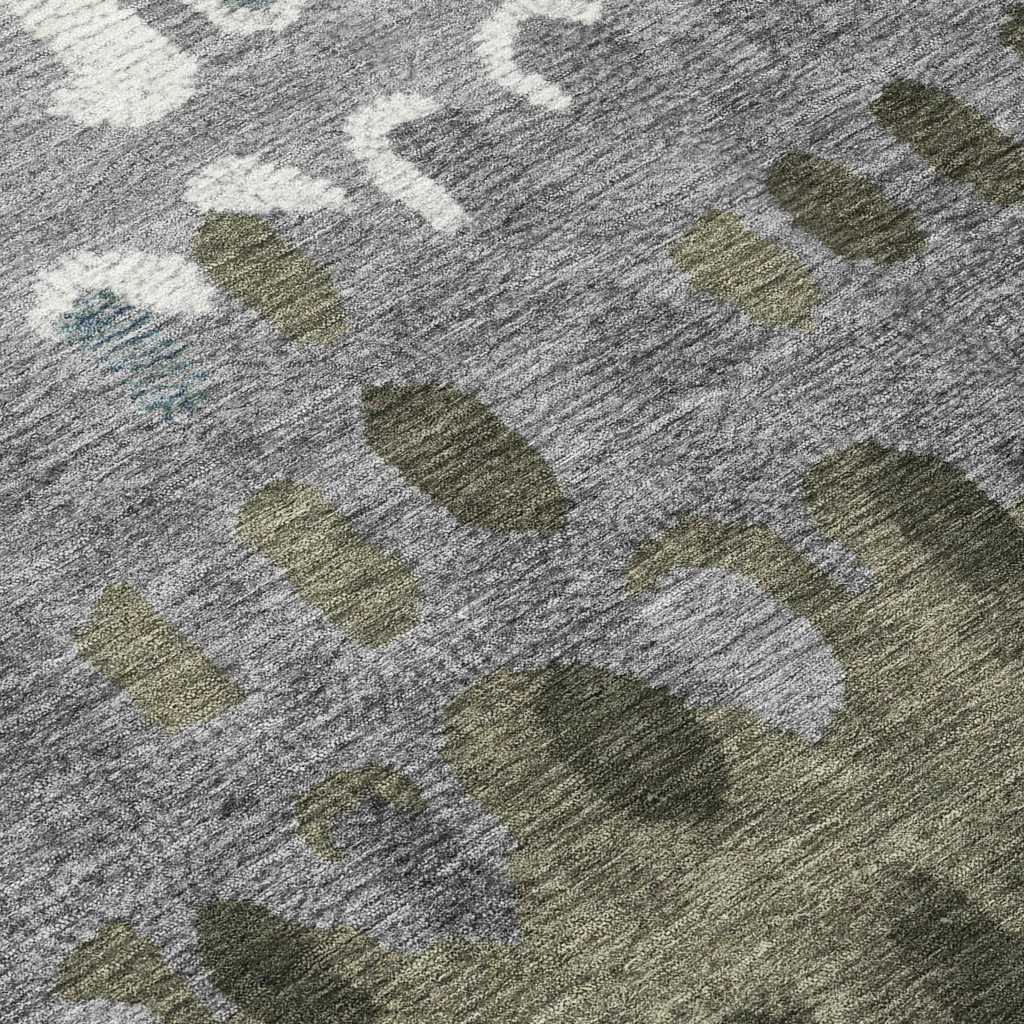 8' Blue And Gray Round Geometric Washable Indoor Outdoor Area Rug Homeroots Outdoor