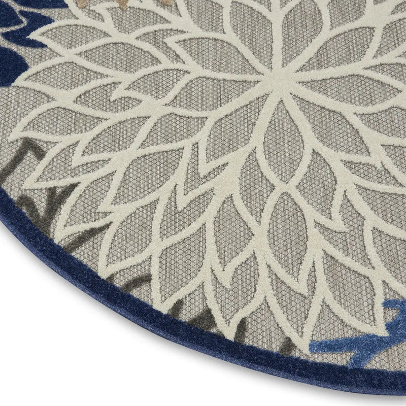8' Blue And Gray Round Indoor Outdoor Area Rug - GreatEagleInc