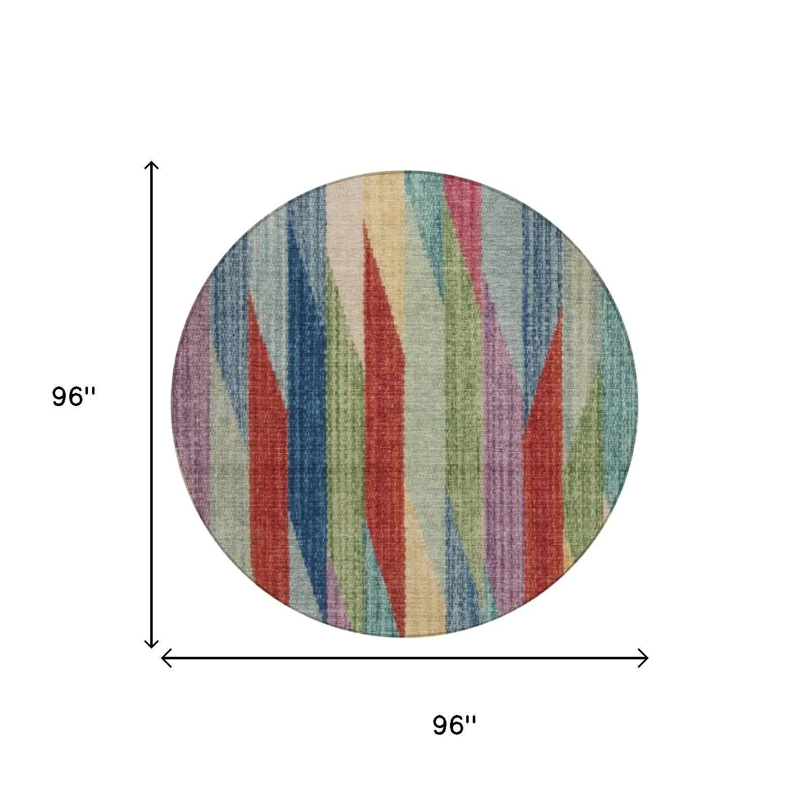 8' Blue And Gray Round Striped Washable Indoor Outdoor Area Rug Homeroots Outdoor