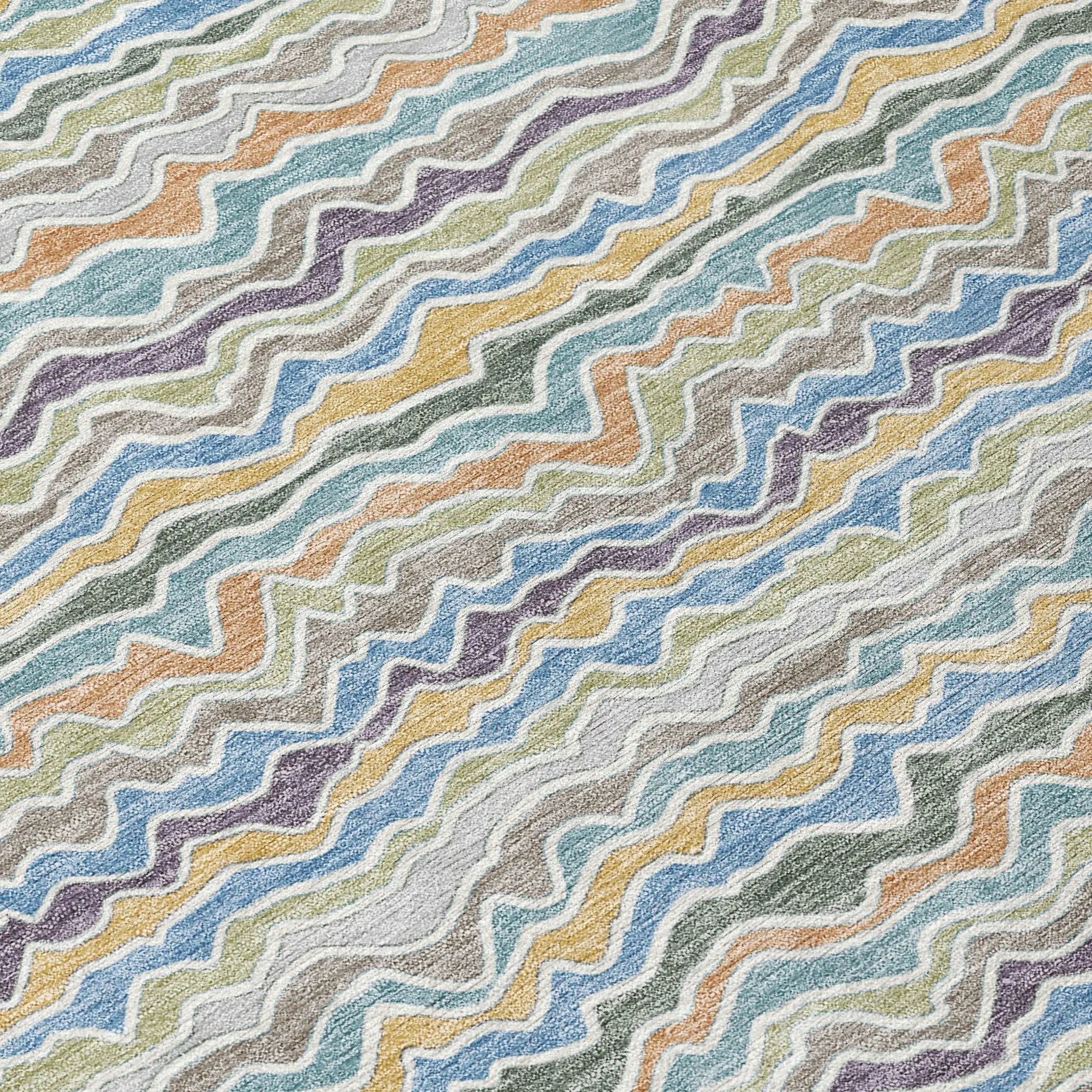 8' Blue And Green Round Striped Washable Indoor Outdoor Area Rug Homeroots Outdoor