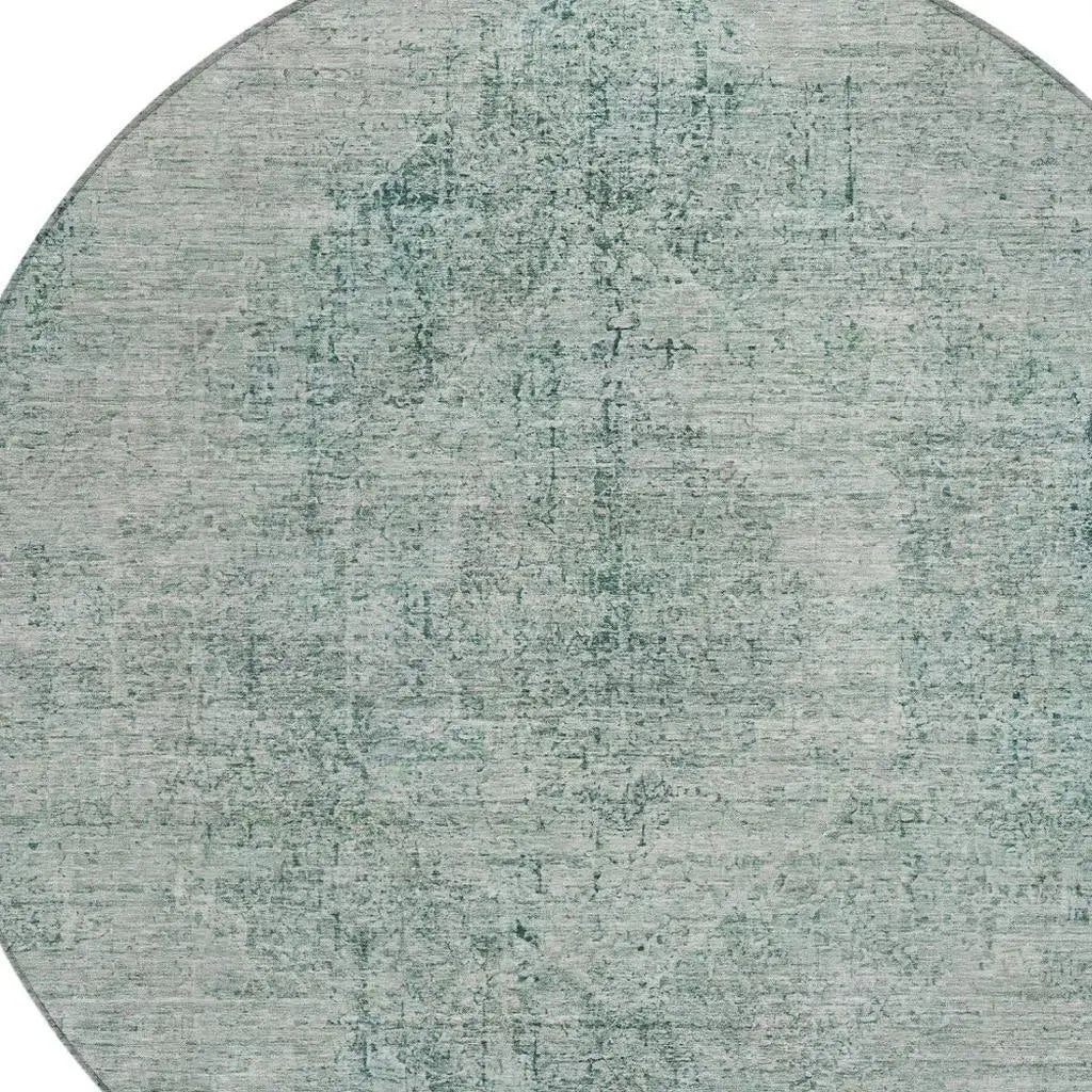8' Blue And Ivory Round Oriental Washable Indoor Outdoor Area Rug Homeroots Outdoor