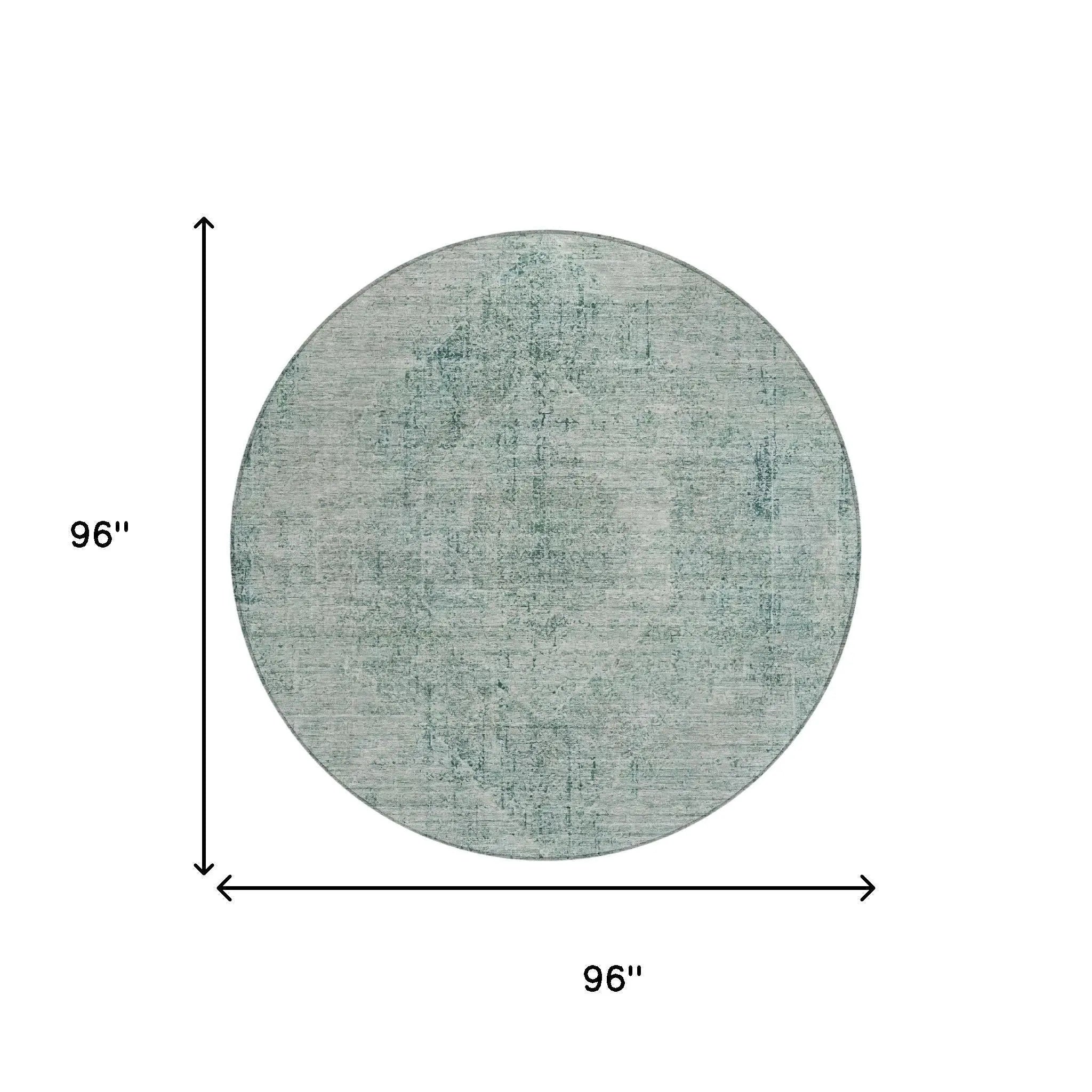 8' Blue And Ivory Round Oriental Washable Indoor Outdoor Area Rug Homeroots Outdoor