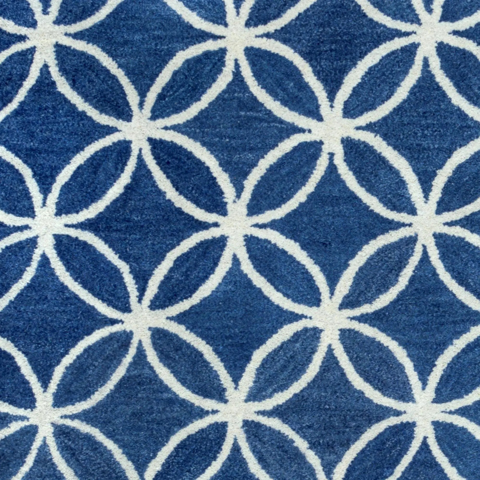8' Blue And Ivory Wool Geometric Hand Tufted Area Rug Homeroots Home Decor