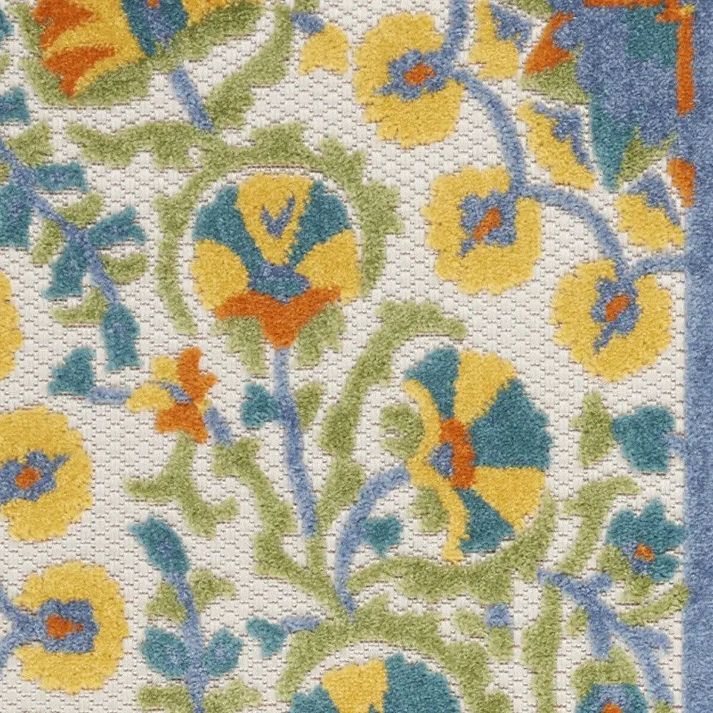 8' Blue And Orange Indoor Outdoor Runner Rug - GreatEagleInc