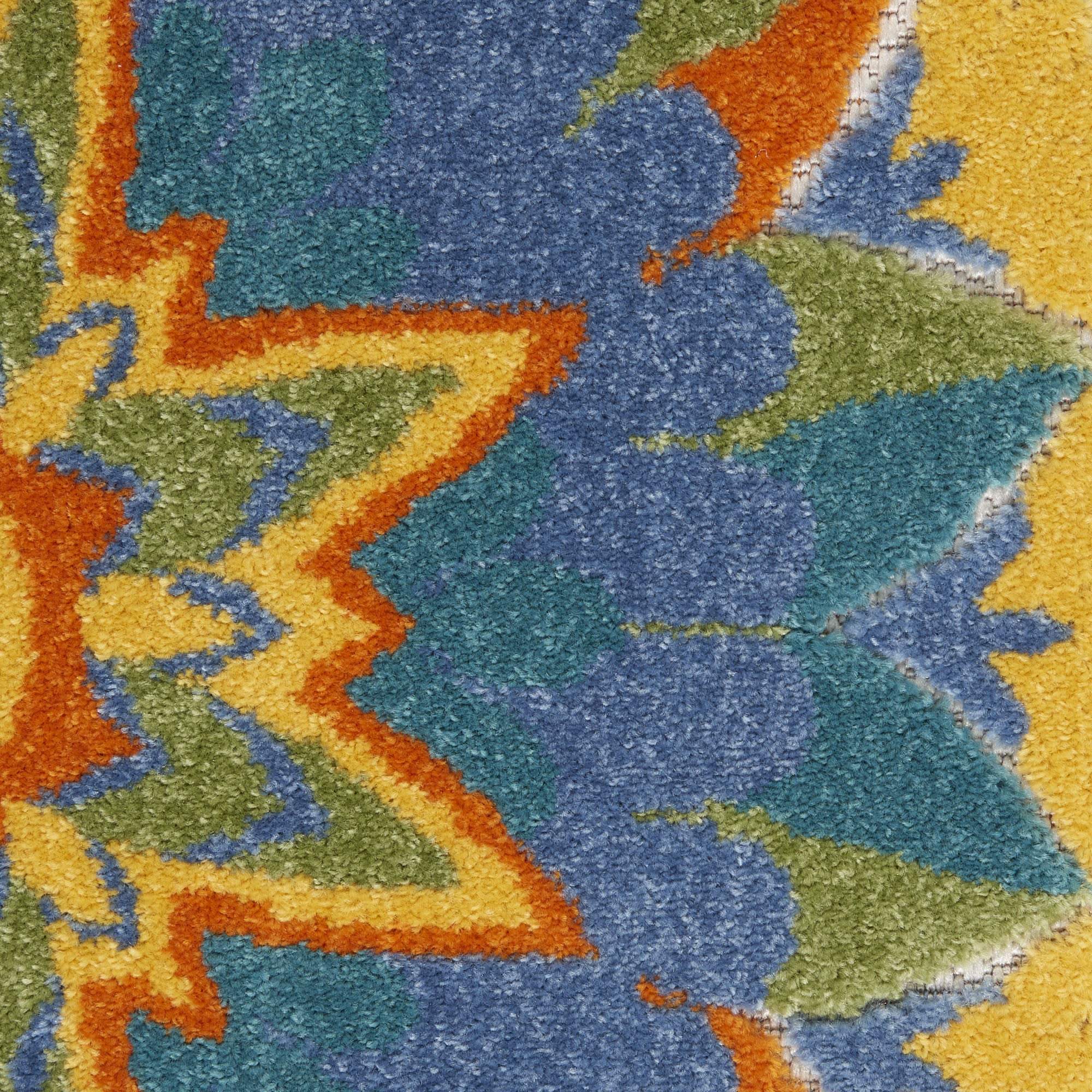 8' Blue And Orange Indoor Outdoor Runner Rug - GreatEagleInc