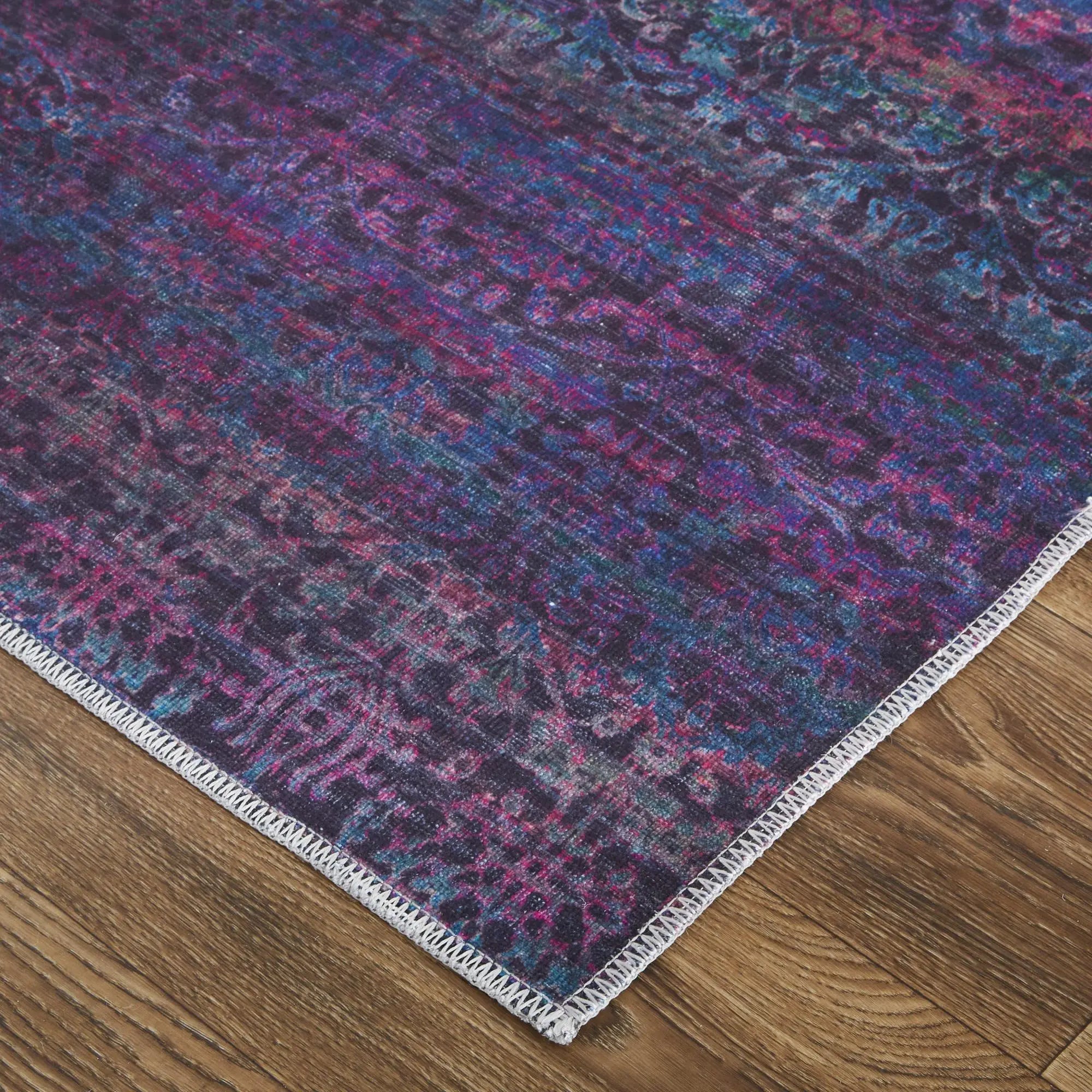8' Blue And Purple Abstract Washable Area Rug Homeroots Home Decor