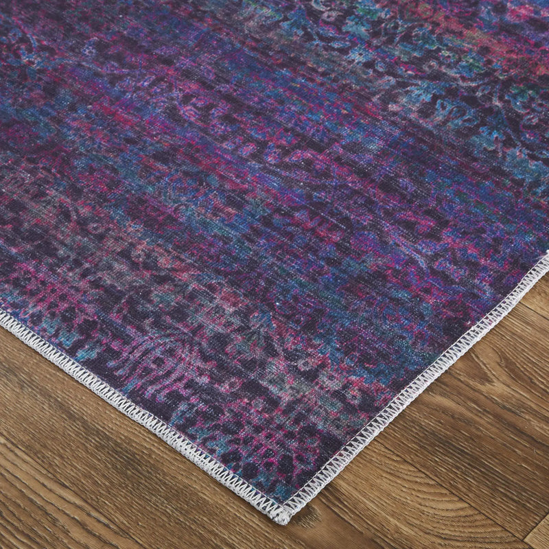 8' Blue And Purple Abstract Washable Area Rug Homeroots Home Decor