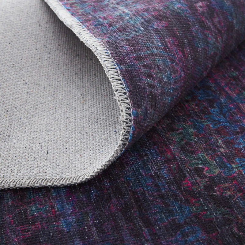 8' Blue And Purple Abstract Washable Area Rug Homeroots Home Decor