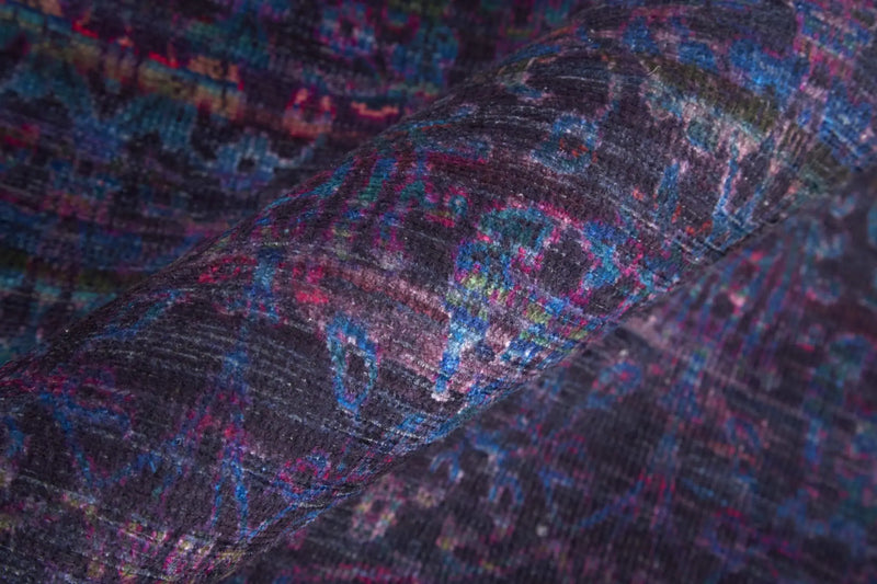 8' Blue And Purple Abstract Washable Area Rug Homeroots Home Decor