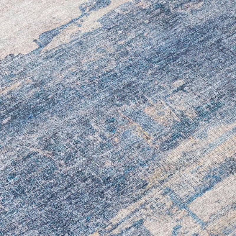 8' Blue And Silver Round Abstract Washable Indoor Outdoor Area Rug Homeroots Outdoor