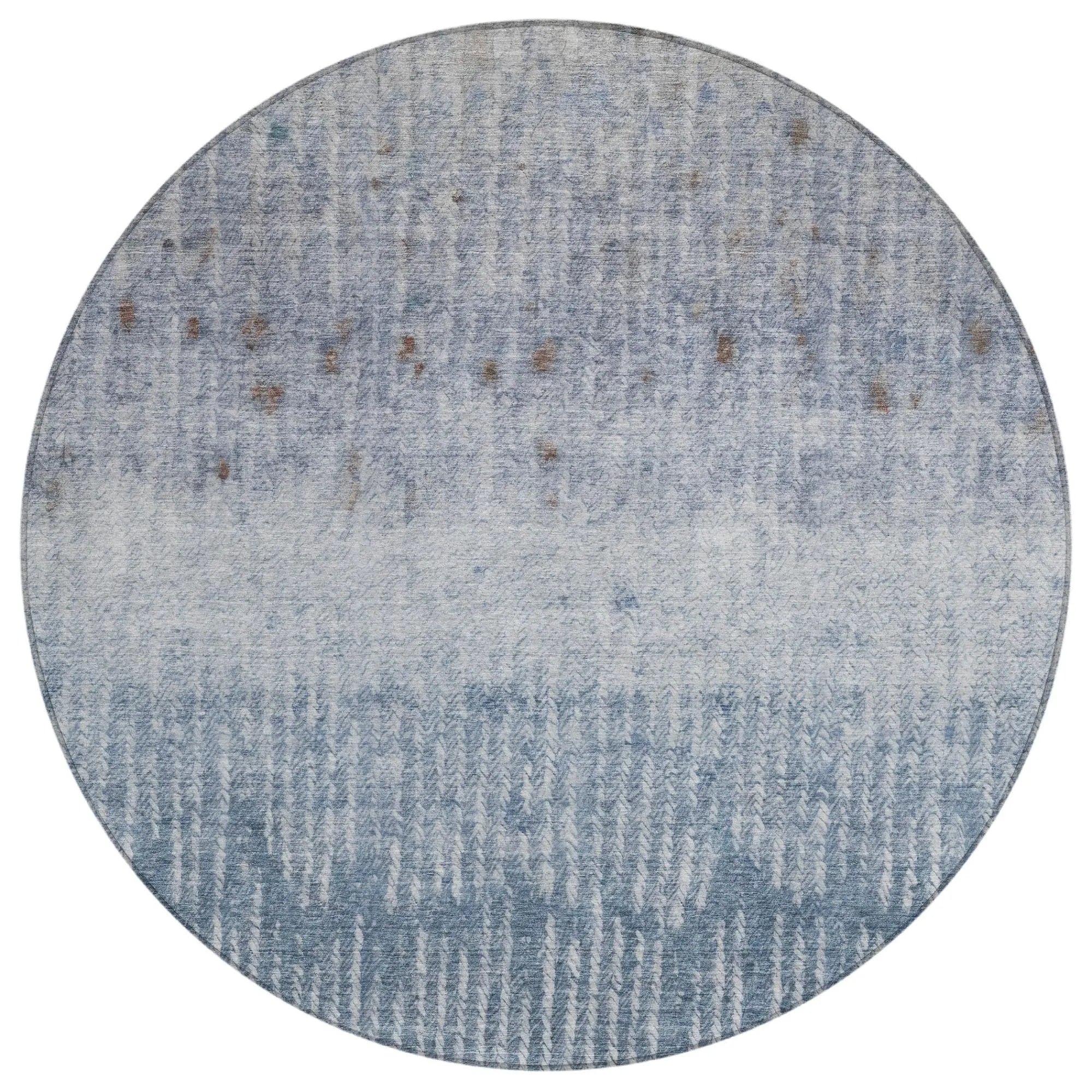 8' Blue And Silver Round Abstract Washable Indoor Outdoor Area Rug Homeroots Outdoor