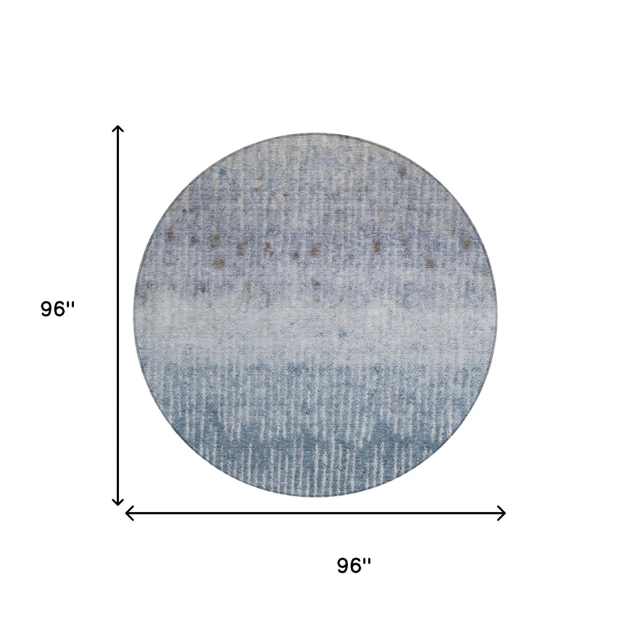 8' Blue And Silver Round Abstract Washable Indoor Outdoor Area Rug Homeroots Outdoor