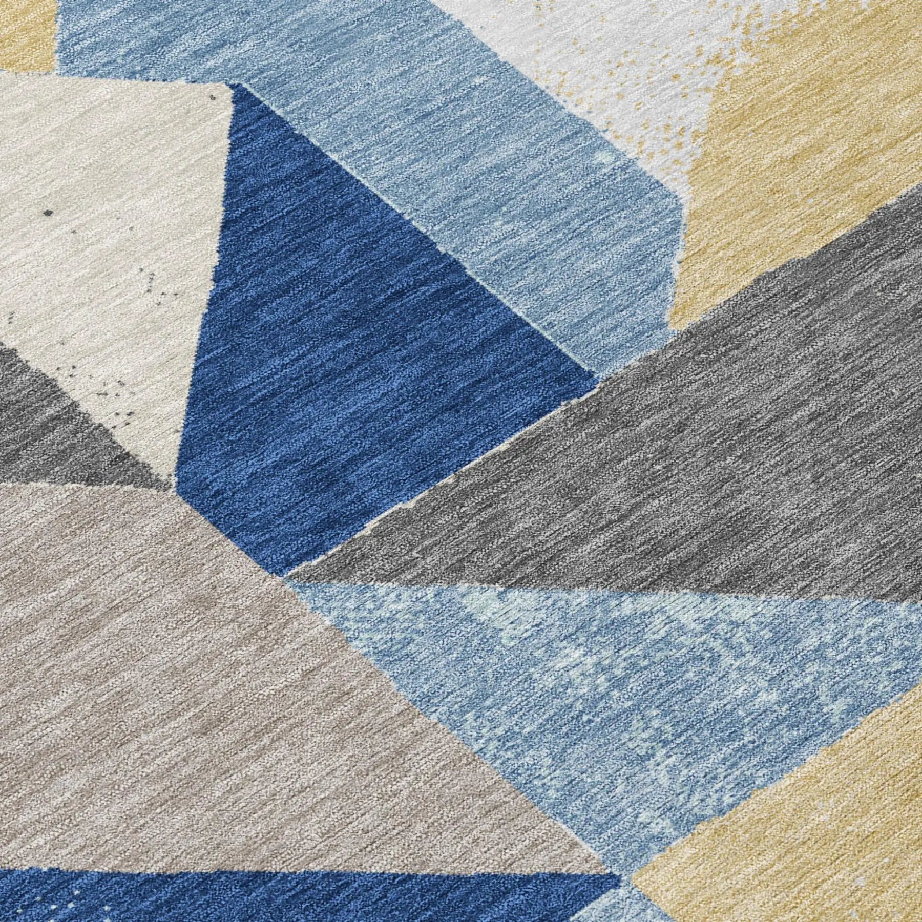 8' Blue And Silver Round Geometric Washable Indoor Outdoor Area Rug Homeroots Outdoor