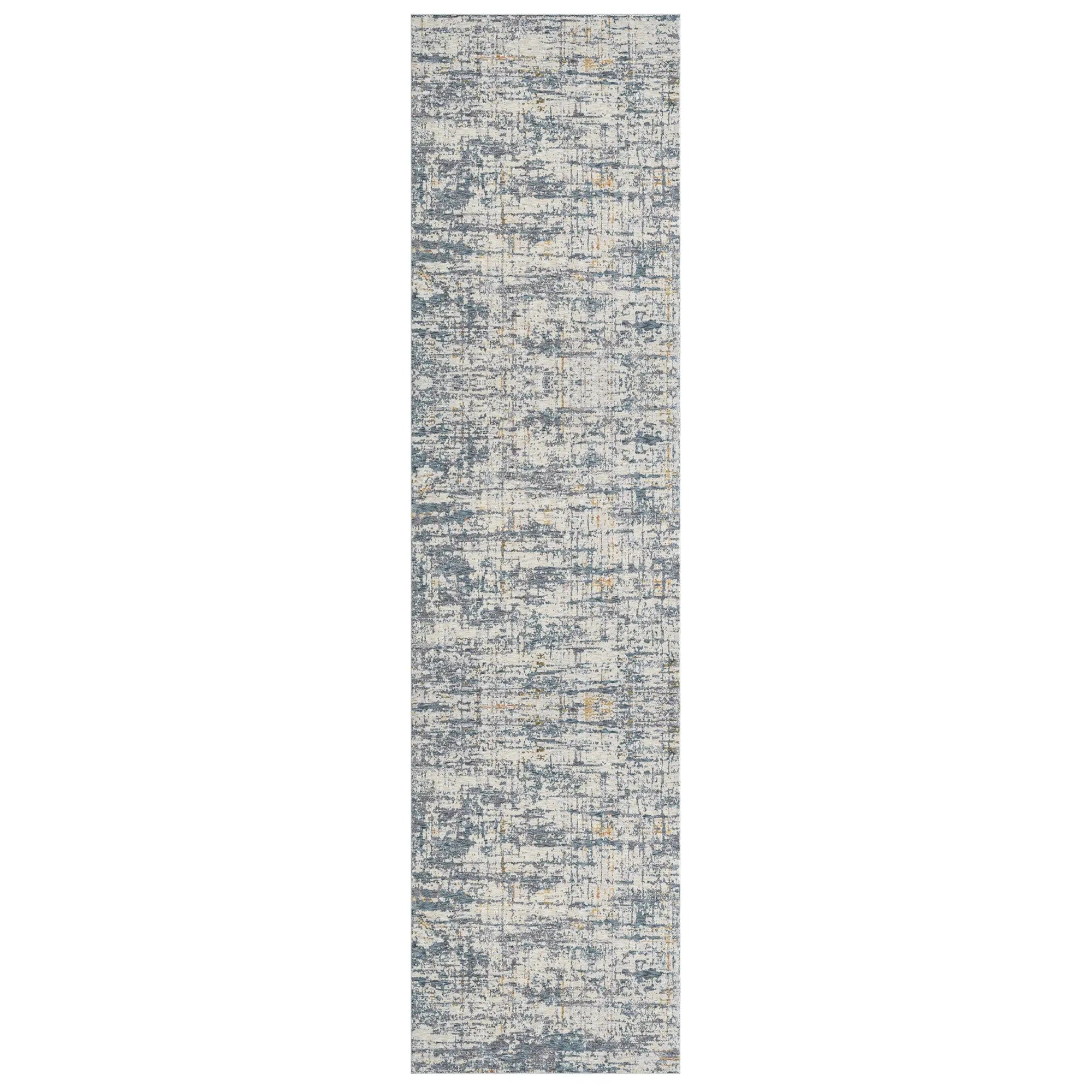 8' Blue And Taupe Abstract Washable Runner Rug Homeroots Home Decor