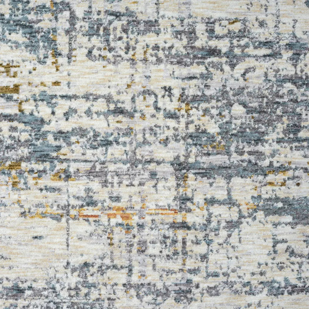 8' Blue And Taupe Abstract Washable Runner Rug Homeroots Home Decor