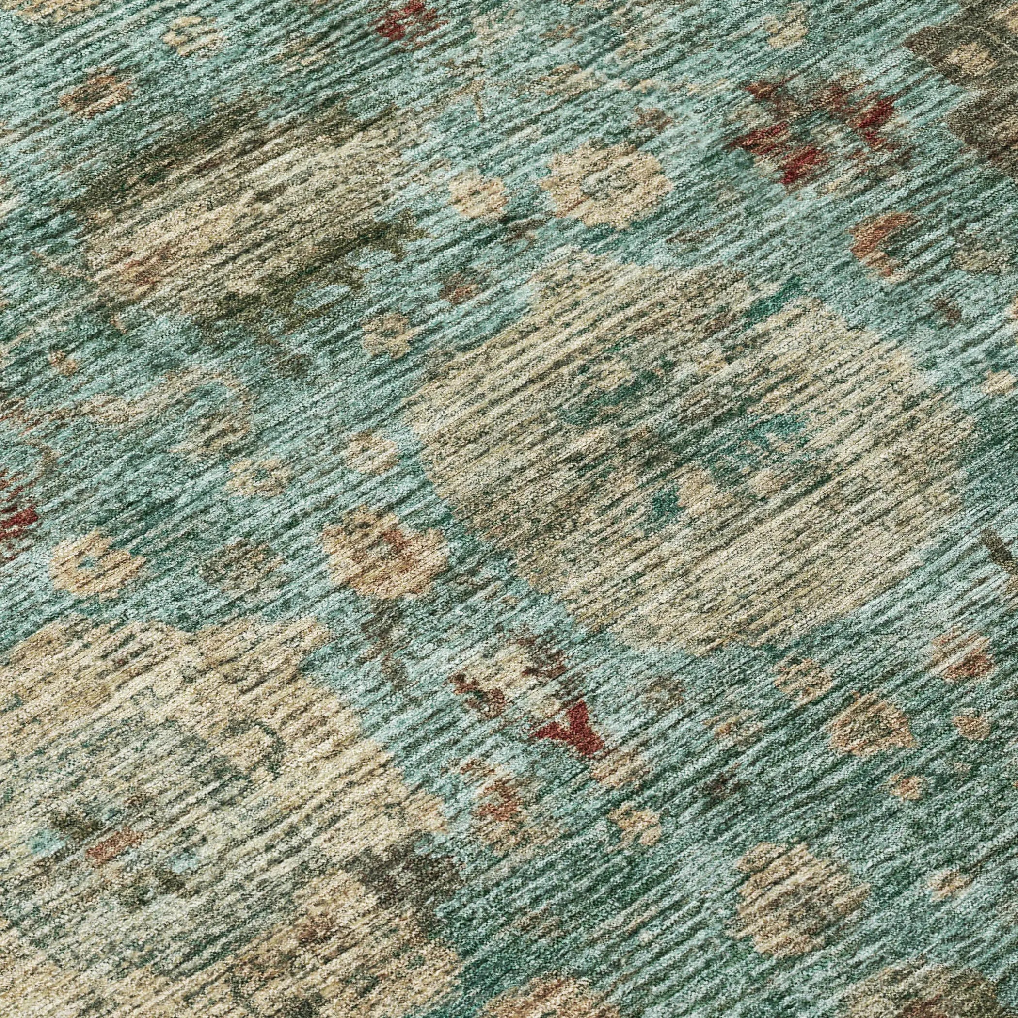 8' Blue And Teal Blue Round Abstract Washable Indoor Outdoor Area Rug Homeroots Outdoor