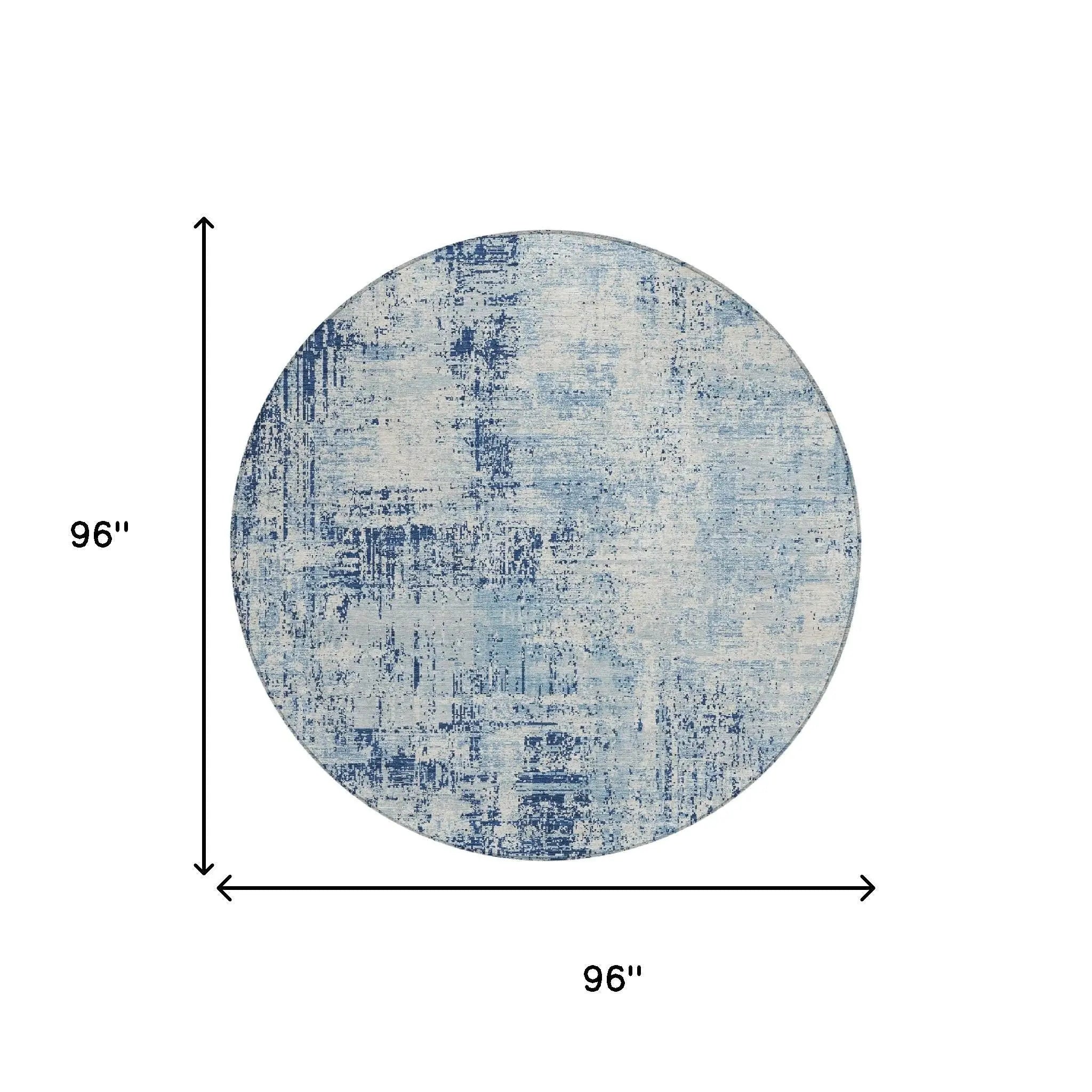 8' Blue And Wheat Round Abstract Washable Indoor Outdoor Area Rug Homeroots Outdoor