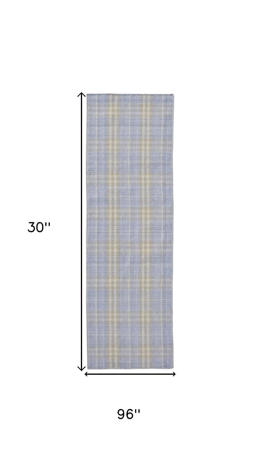 8' Blue Brown And Ivory Plaid Hand Woven Area Rug Homeroots Home Decor