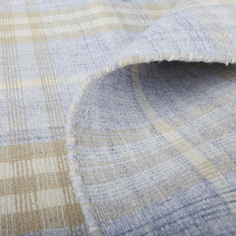 8' Blue Brown And Ivory Plaid Hand Woven Area Rug Homeroots Home Decor