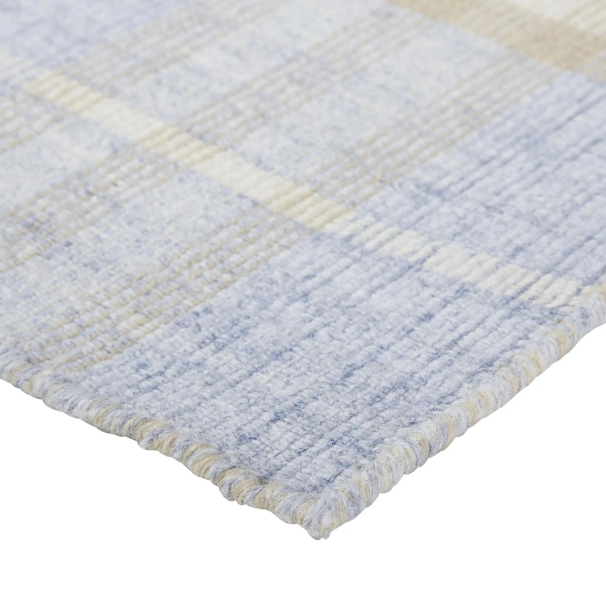 8' Blue Brown And Ivory Plaid Hand Woven Area Rug Homeroots Home Decor