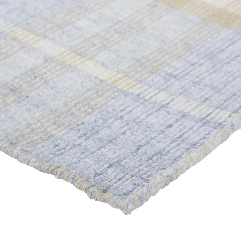 8' Blue Brown And Ivory Plaid Hand Woven Area Rug Homeroots Home Decor