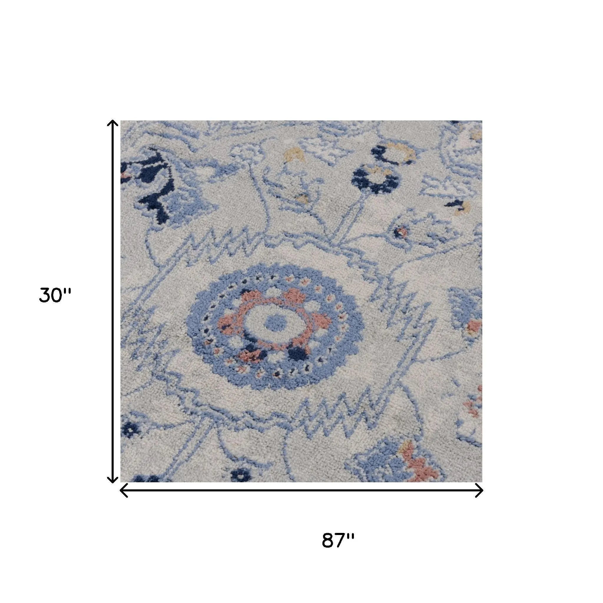8' Blue Dark Blue Orange Yellow Black And Ivory Medallion Area Rug Homeroots Home Decor