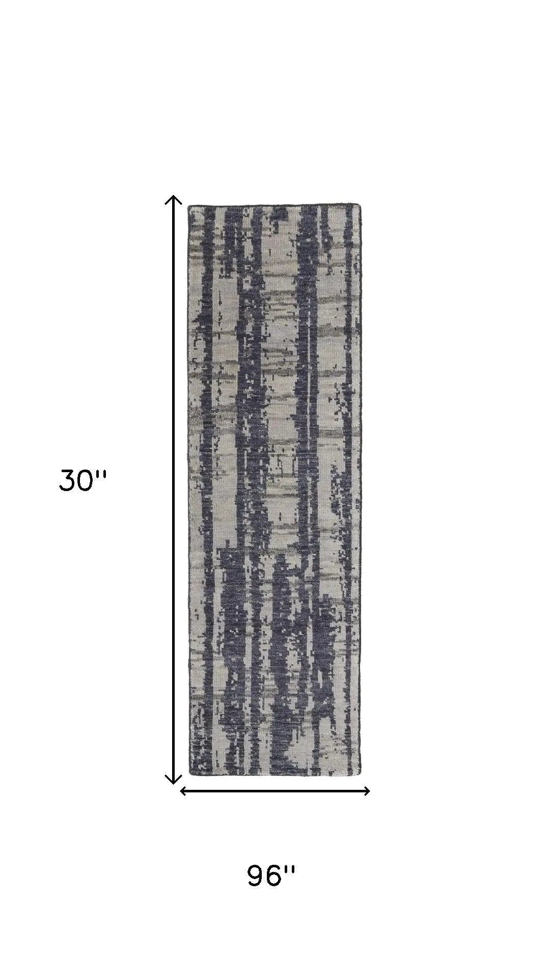 8' Blue Gray And Taupe Wool Abstract Hand Knotted Area Rug Homeroots Home Decor
