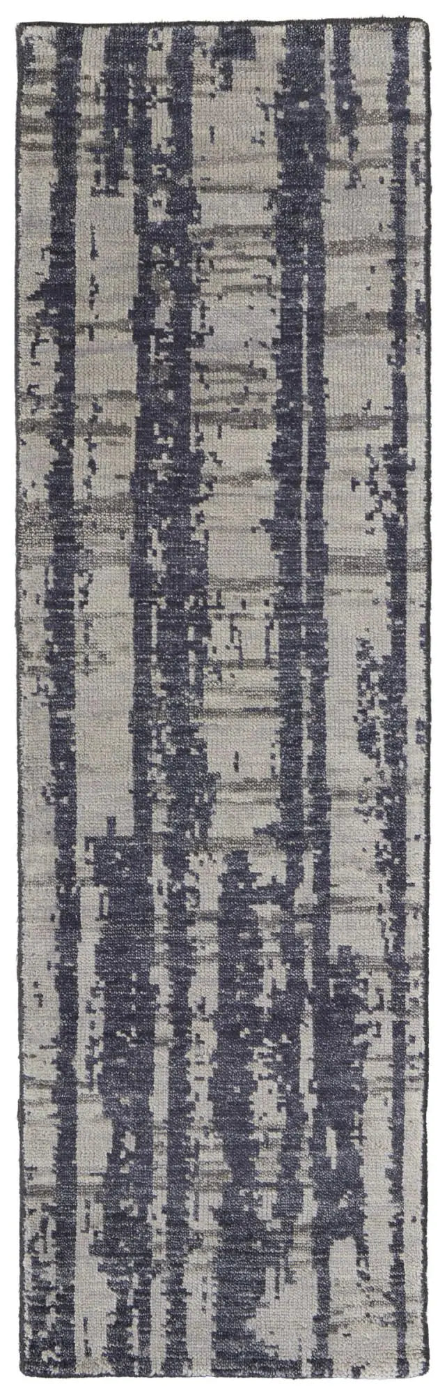 8' Blue Gray And Taupe Wool Abstract Hand Knotted Area Rug Homeroots Home Decor