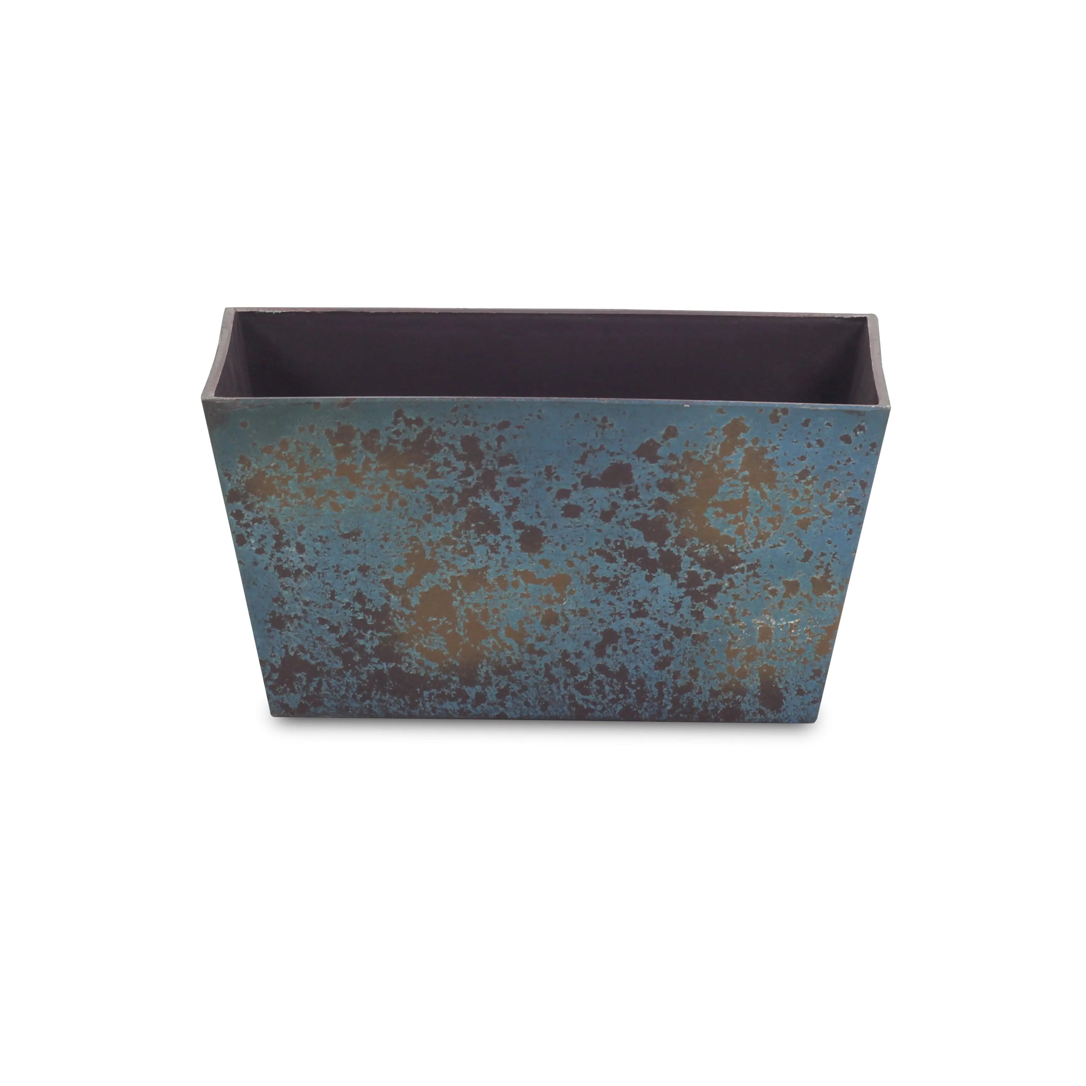 8" Blue Recycled Plastic Indoor Outdoor Rectangular Planter Box Homeroots Outdoor