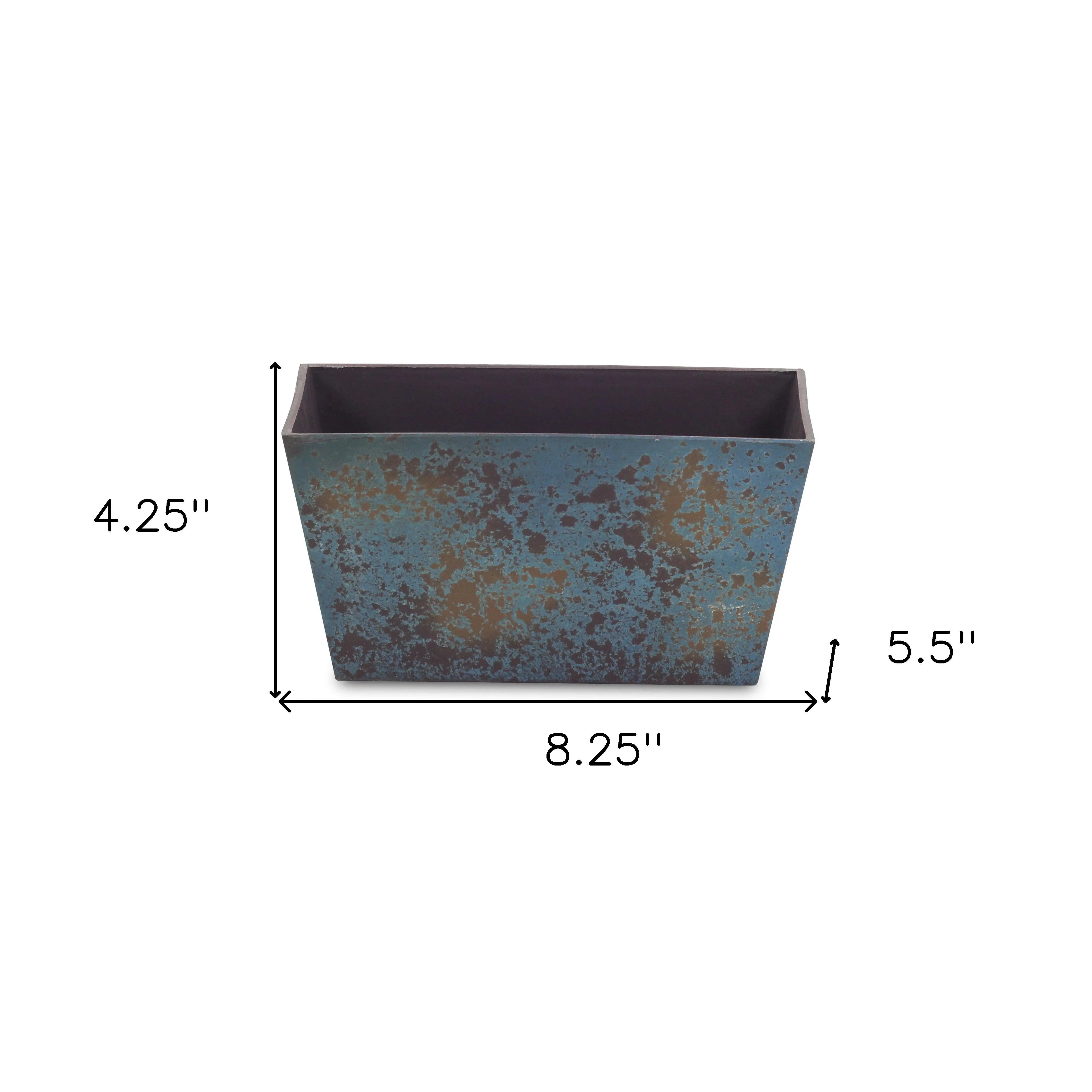 8" Blue Recycled Plastic Indoor Outdoor Rectangular Planter Box Homeroots Outdoor