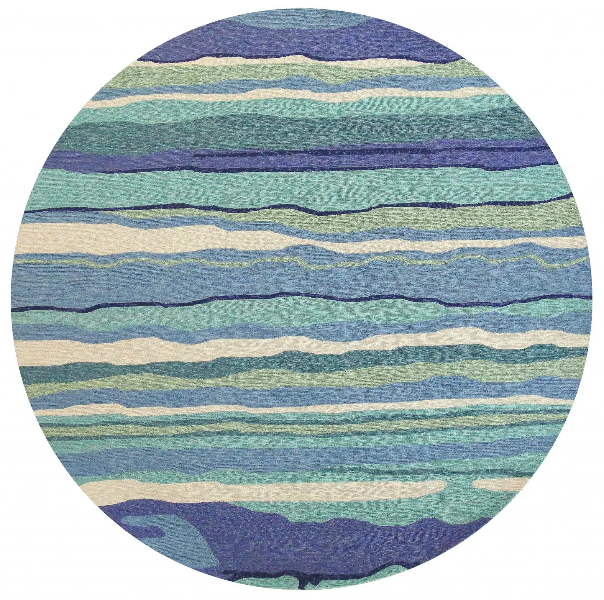 8' Blue Round Abstract Indoor Outdoor Area Rug Homeroots Outdoor
