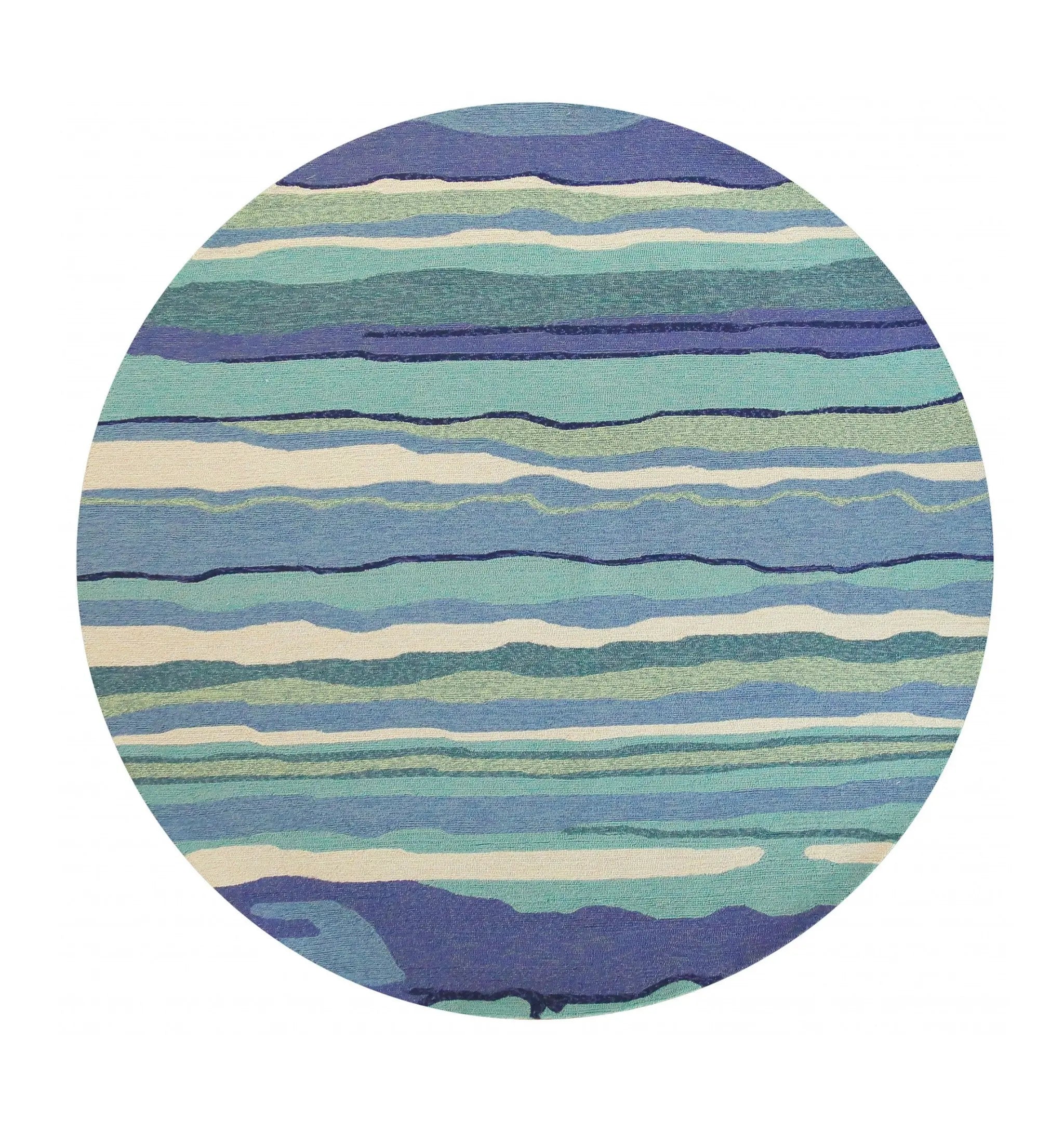 8' Blue Round Abstract Indoor Outdoor Area Rug Homeroots Outdoor