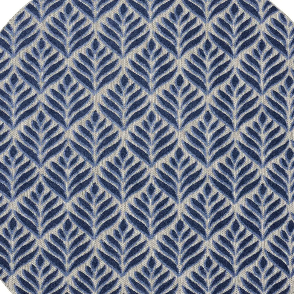 8' Blue Round Floral Indoor Outdoor Area Rug Homeroots Outdoor