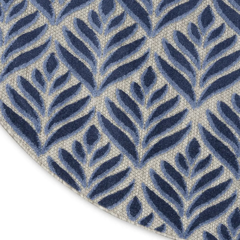 8' Blue Round Floral Indoor Outdoor Area Rug Homeroots Outdoor