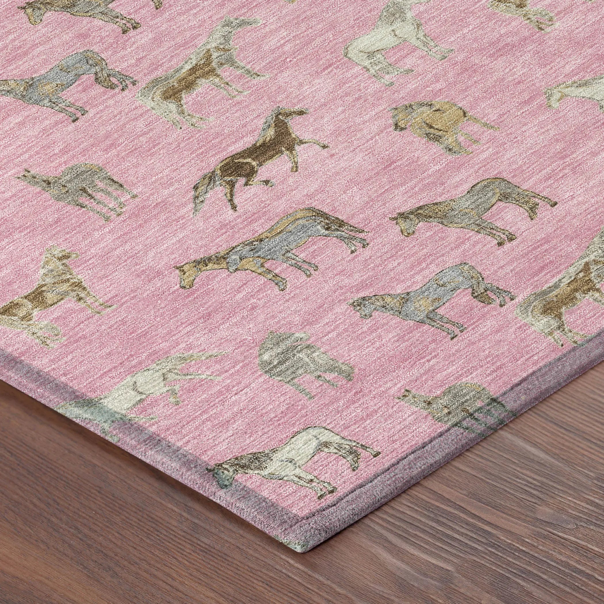 8' Blush And Beige Round Horse Washable Indoor Outdoor Area Rug Homeroots Outdoor