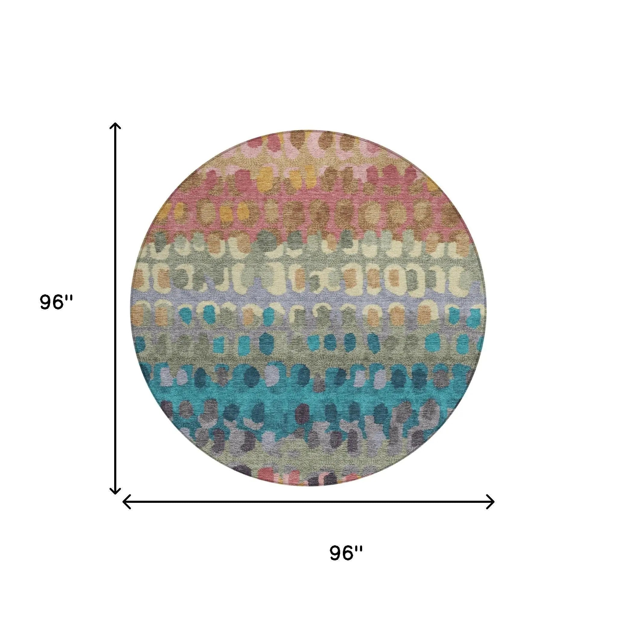 8' Blush And Copper Round Geometric Washable Indoor Outdoor Area Rug Homeroots Outdoor