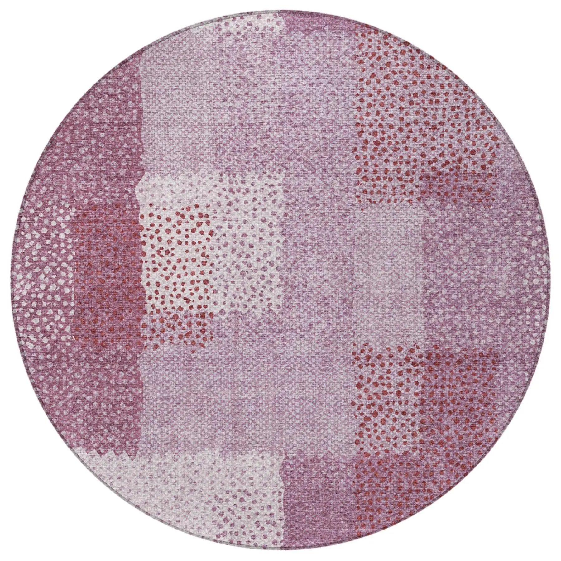 8' Blush And Pink Round Abstract Washable Indoor Outdoor Area Rug Homeroots Outdoor