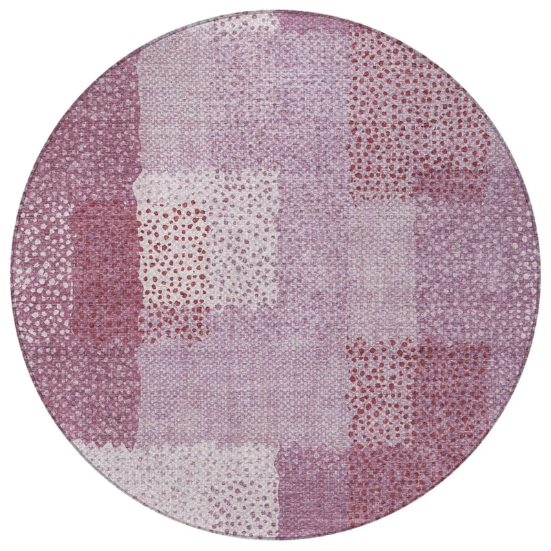8' Blush And Pink Round Abstract Washable Indoor Outdoor Area Rug Homeroots Outdoor