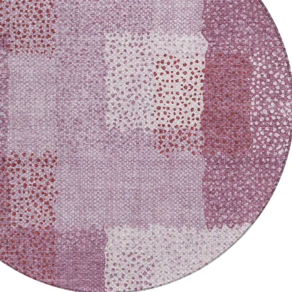 8' Blush And Pink Round Abstract Washable Indoor Outdoor Area Rug Homeroots Outdoor