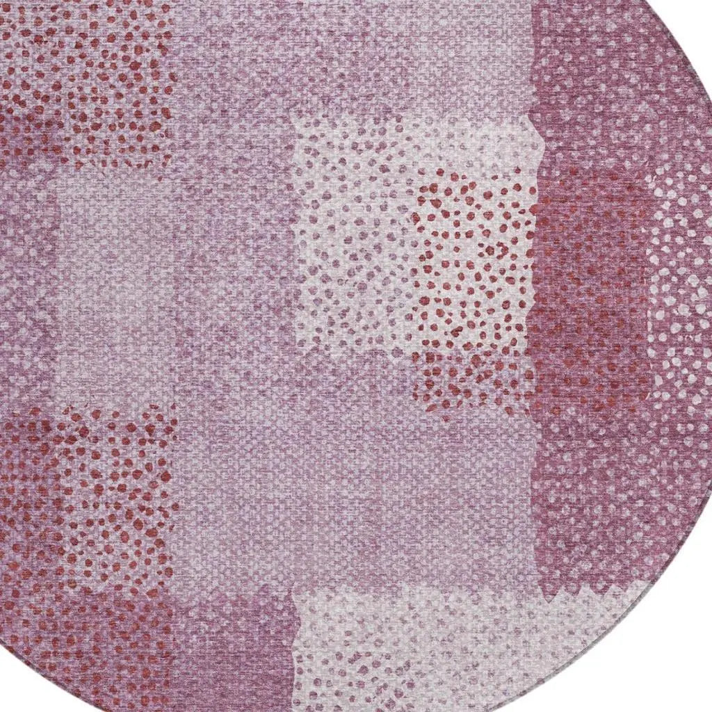 8' Blush And Pink Round Abstract Washable Indoor Outdoor Area Rug Homeroots Outdoor