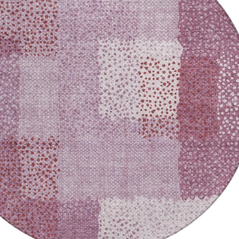 8' Blush And Pink Round Abstract Washable Indoor Outdoor Area Rug Homeroots Outdoor