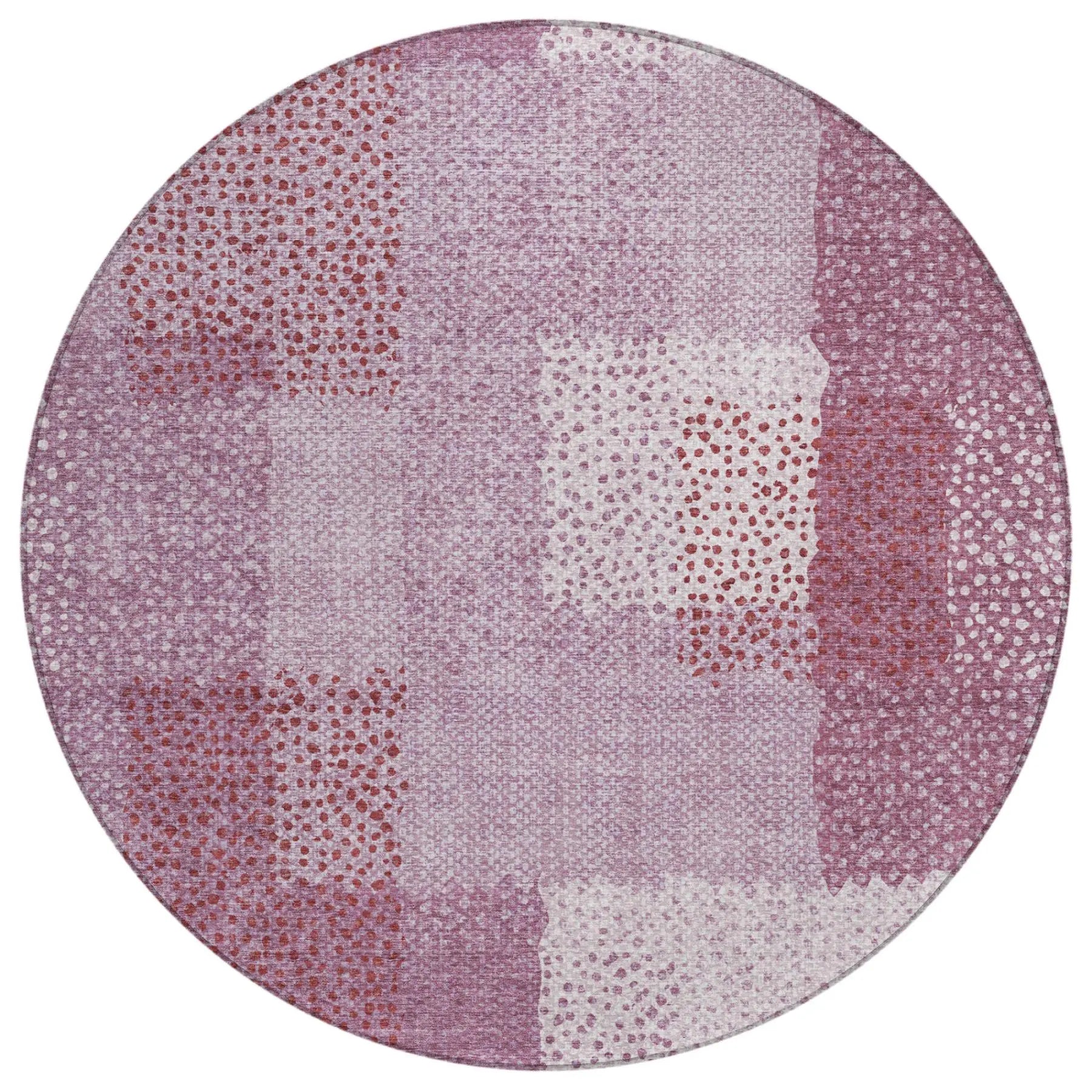 8' Blush And Pink Round Abstract Washable Indoor Outdoor Area Rug Homeroots Outdoor