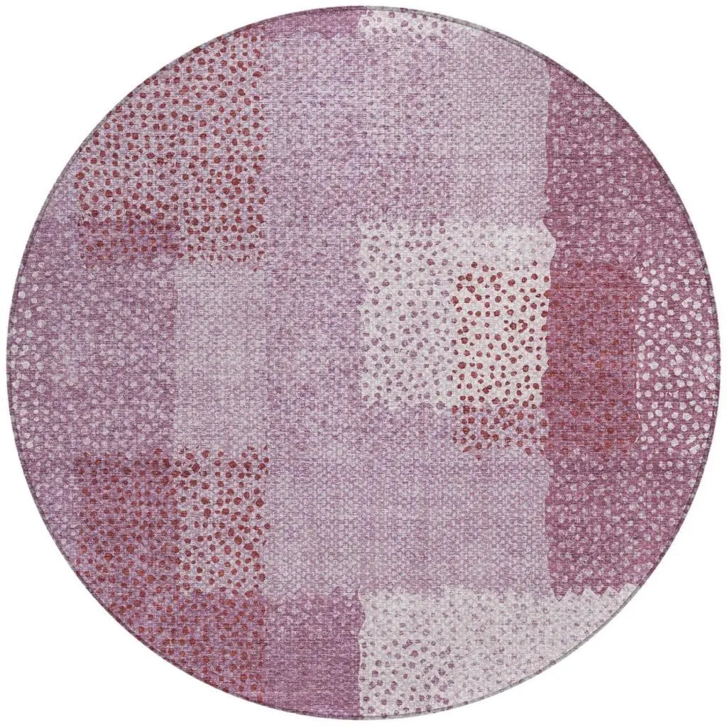 8' Blush And Pink Round Abstract Washable Indoor Outdoor Area Rug Homeroots Outdoor
