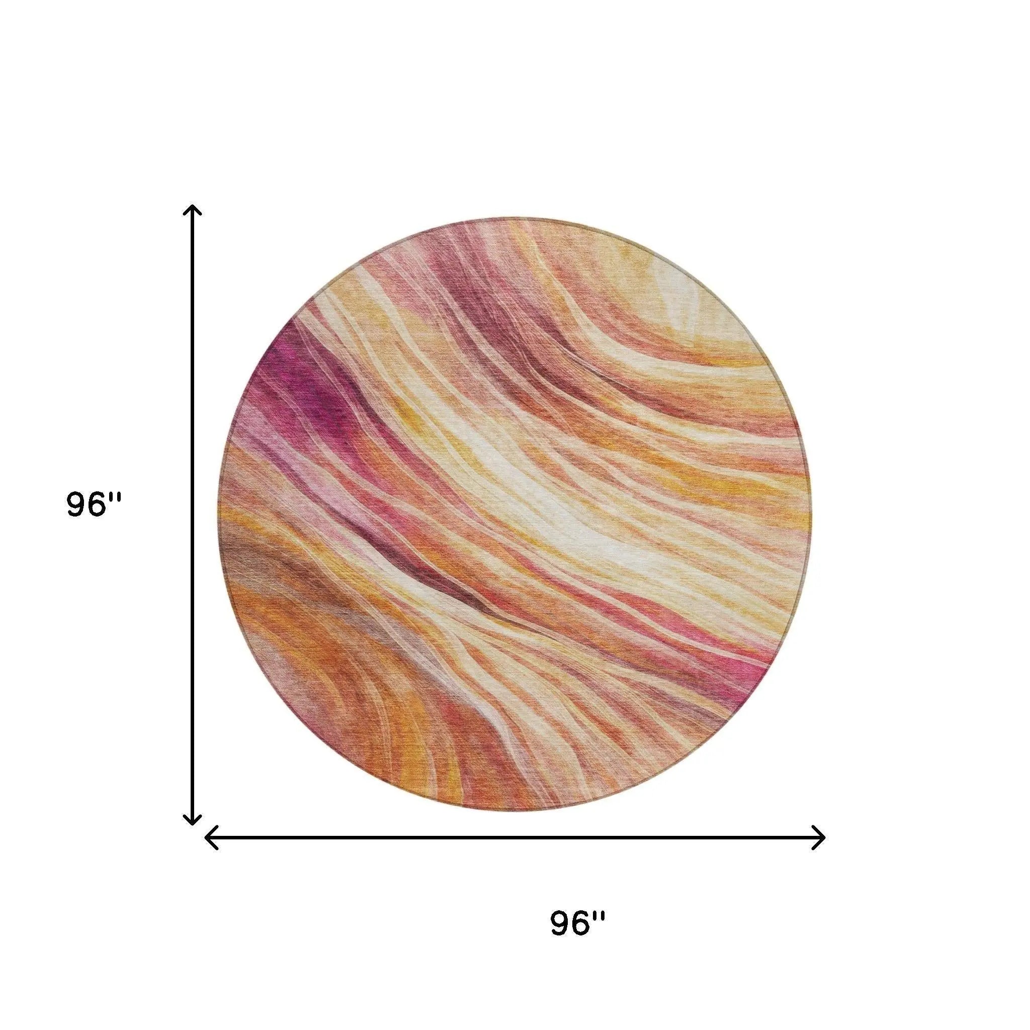 8' Blush And Pink Round Abstract Washable Indoor Outdoor Area Rug Homeroots Outdoor