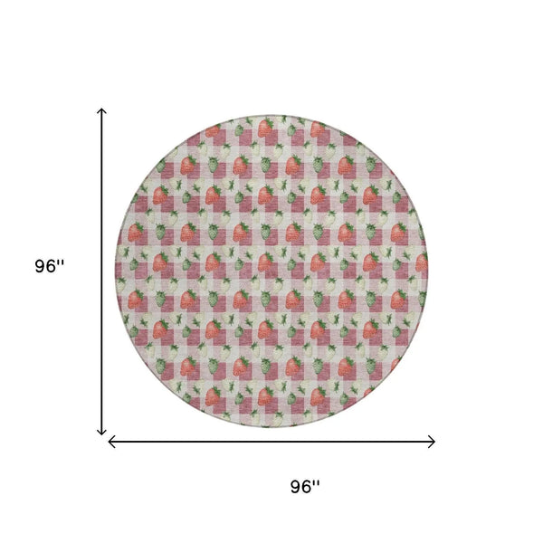 8' Blush And Pink Round Floral Washable Indoor Outdoor Area Rug Homeroots Outdoor
