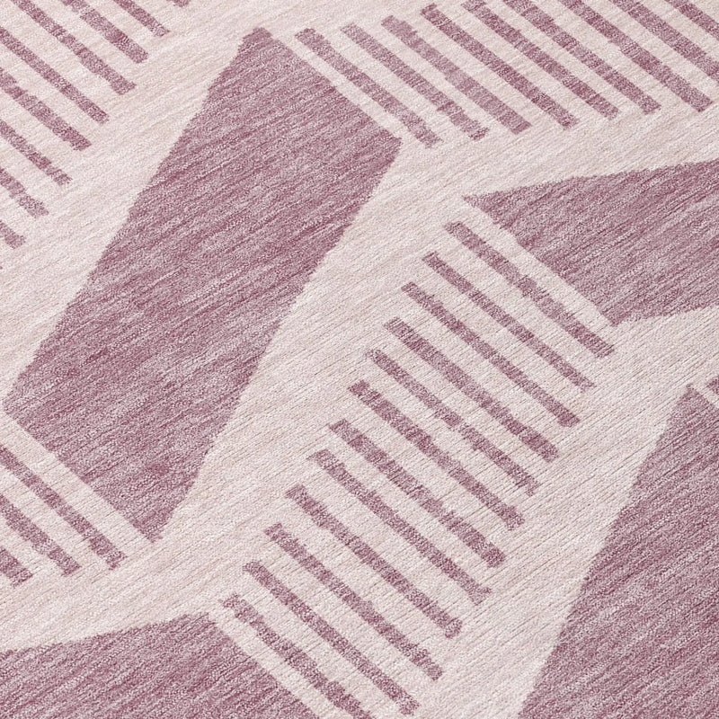 8' Blush And Pink Round Geometric Washable Indoor Outdoor Area Rug Homeroots Outdoor