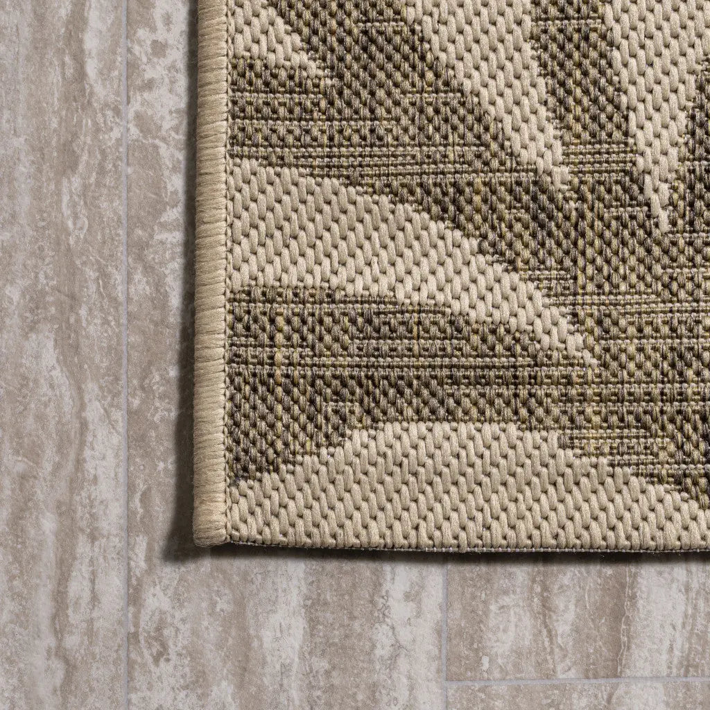 8' Brown And Beige Floral Indoor Outdoor Runner Rug Homeroots Outdoor