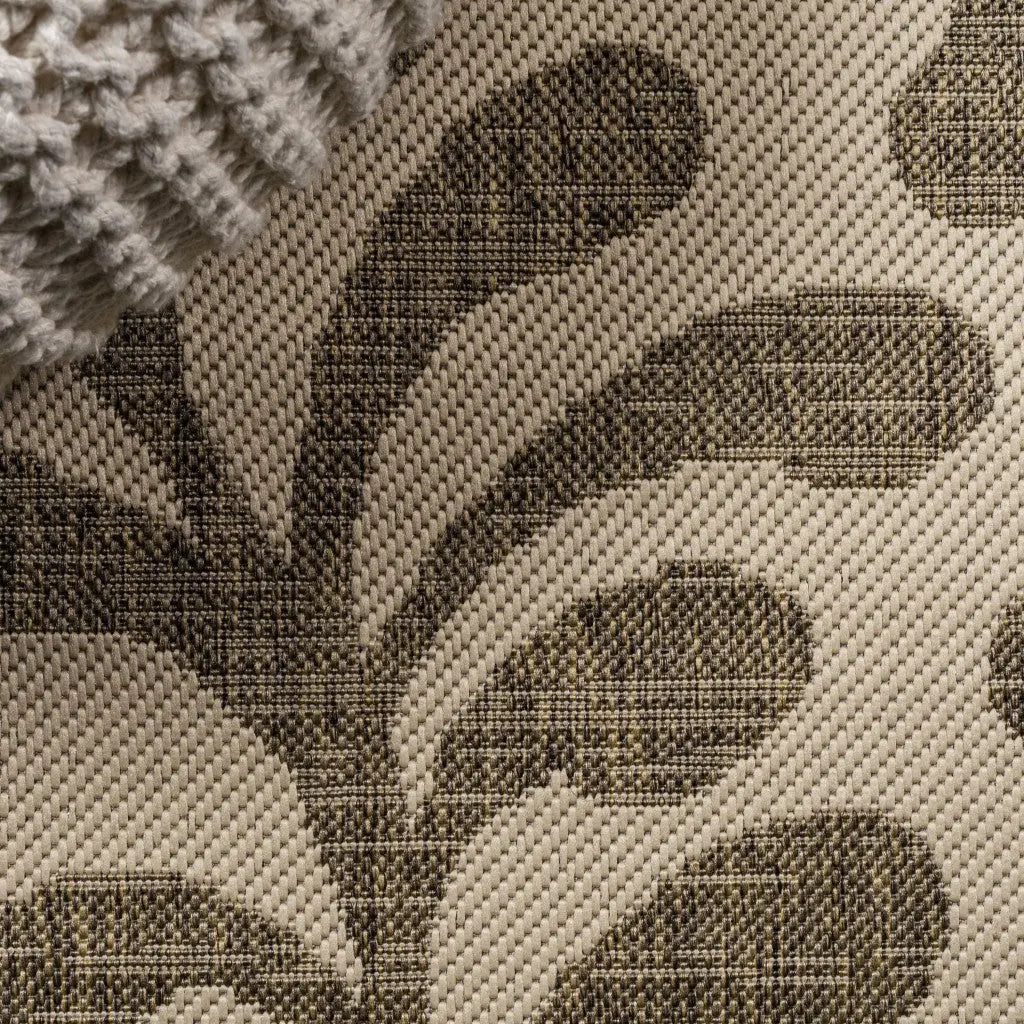 8' Brown And Beige Floral Indoor Outdoor Runner Rug Homeroots Outdoor