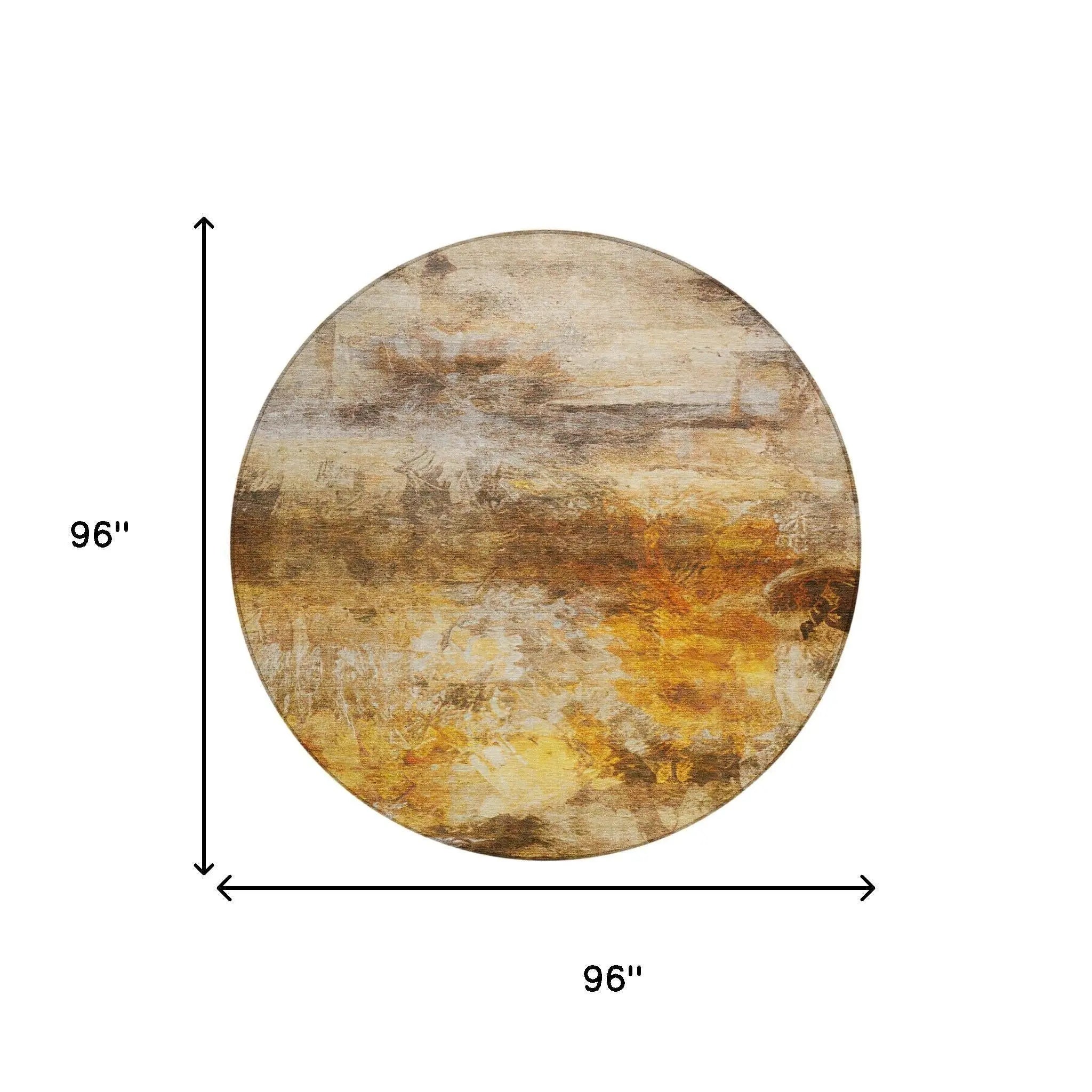 8' Brown And Beige Round Abstract Washable Indoor Outdoor Area Rug Homeroots Outdoor